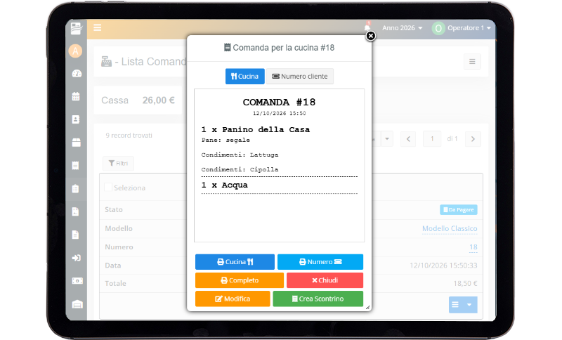 Cassa Cloud - Comande Aperte Cassa Cloud - Comande Aperte