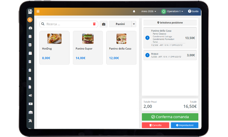 Tablet cassa per Street Food Tablet cassa per Street Food
