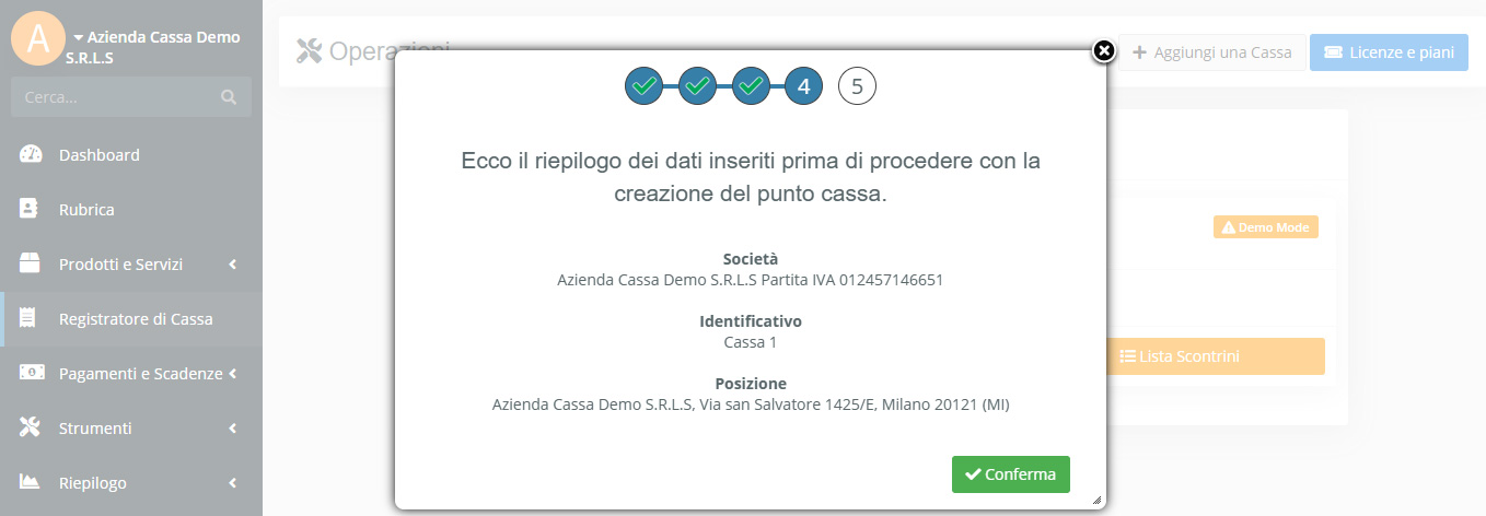 Nuovo Registratore di Cassa - Passo 4